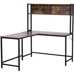 Homcom L-Shaped Brown/Black Writing Desk 125x140cm