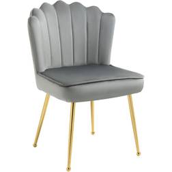 Homcom Feel Shell Luxe Accent Grey Kitchen Chair 88cm
