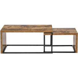 Homcom Industrial Style Black & Brown Coffee Table 90x48cm 2pcs