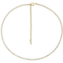 Adina Eden Thin Tennis Choker - Gold/Transparent