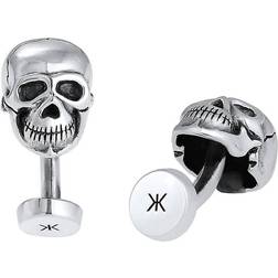 Manschettenknopf Totenkopf Symbol Oxidiert Massiv Cool 925 Silber Kuzzoi Silber 1011016141