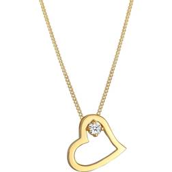 Elli DIAMORE Halsband dam hjärta ansluten med diamant (0,03 ct) 585 gult guld