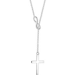 Elli Damhalsband med infinity och korssymbol Y-Chain-look 925 sterlingsilver, 45, fasettslipning
