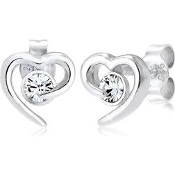 Elli Earrings Heart Love Crystal 925 Sterling - Silver