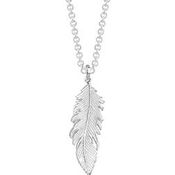 Elli 925 Sterling Silver Feather Pendant Minimal - Silver