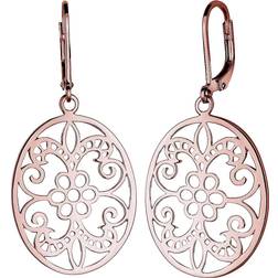 Elli Women Genuine Jewellery Earrings Dangle & Drop Ear Ornament - 925 Sterling Silver Gold Plated Rose