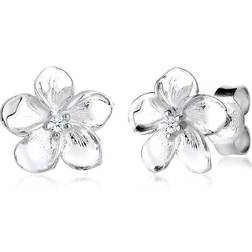 Elli Diamore damörhängen Frangipani blomma 925 silver diamant (0,04 ct) vit glasögonslipning – 0309890815