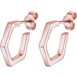 Elli Ohrringe Creole Hexagon Geo Minimal 925 Silber Rosegold 1011433803