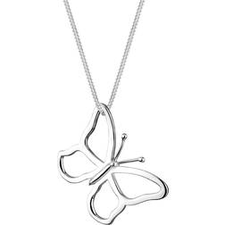 Elli Women's 925 Sterling Silver Xilion Cut Butterfly Pendant Necklace - Silver