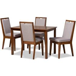 Baxton Studio 5pc Gray/Walnut Dining Set