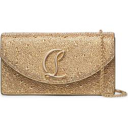 Christian Louboutin Loubi54 Small Strass Suede Crossbody Bag GOLD