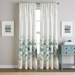 CHF Watercolor Floral Print Flip Over Rod Pocket Single Curtain Panel 63 in