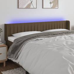 vidaXL LED-lys stof mørkebrun Sengegavl