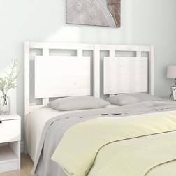 vidaXL De Cama Madera Maciza De Pino Blanco 145.5x4x100 cm Cabecero