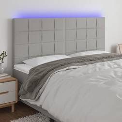 vidaXL à LED Meuble de Chambre à Coucher Accessoire de Lit Double Tête de Cadre de Lit Intérieur Gris Clair 200x5x118/128 cm Tissu Tête de lit