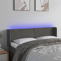 vidaXL med LED-lys 147x16x78/88 cm Fløjl Mørkegrå Sengegavl