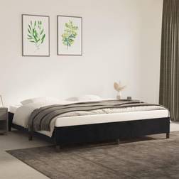 vidaXL Uden Madras Sort 200x200 cm Fløjl Sengeramme