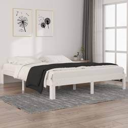 vidaXL Estructura De Cama De Madera Maciza De Pino Blanco 160x200 cm