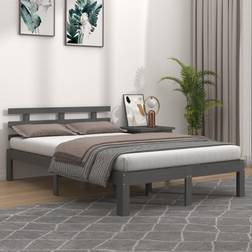 vidaXL Estructura De Cama Doble Sin Colchón Madera Gris 150x200 cm