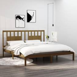 vidaXL Solid Wood Pine Bed Frame 200x200 cm Honey Brown