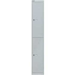 Bisley OFFICE cloakroom system, depth 457 mm, 2 compartments with 1 clothes hook each, light grey