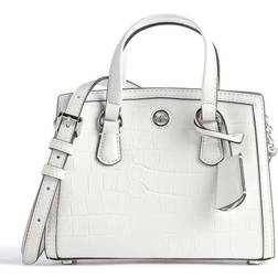 Michael Kors MK Chantal Extra-Small Crocodile Embossed Leather Messenger Bag Optic White