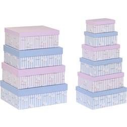 Dkd Home Decor Set Cajas Organizadoras Apilables Azul Rosa Cartón 43.5 x 33.5 x 15.5 cm Caja de almacenamiento