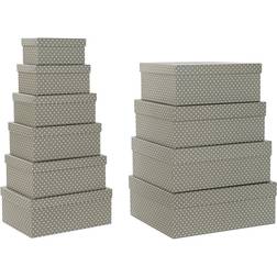 Dkd Home Decor Set Cajas Organizadoras Apilables Topos Gris Blanco Cartón 43.5 x 33.5 x 15.5 cm Caja de almacenamiento