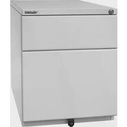 Bisley OBA mobile pedestal, 1 drawer, 1 suspension file drawer, light grey