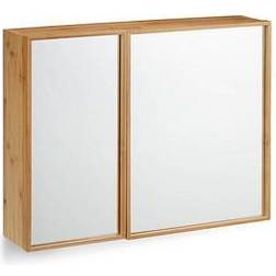 Relaxdays Bamboo Mirror Cabinet 2 Doors 50 x 65 x 14 cm