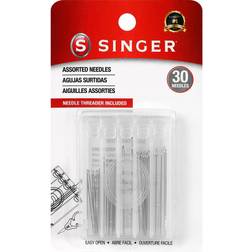 Singer Hand Sewing Needles with Needle Threader Assorted Sizes 30ct