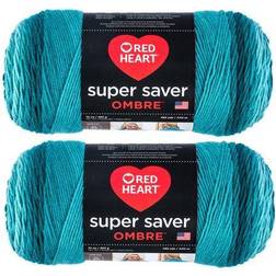 Red Heart Super Saver Ombre Yarn-Deep Teal Multipack Of 2