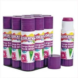 Colorations Best-Value Washable Purple Glue Sticks, Large .88 oz. Set of 12 in a tray