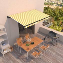 vidaXL Tenda Da Sole Retrattile Manuale 450x300 cm Gialla e Bianca