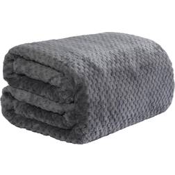 Dreamscene Luxury Large Waffle Honeycomb Mink Blankets Black, Grey