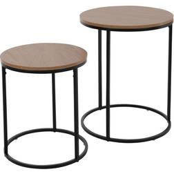 Mesas Auxiliares 2 Pzas Superficie Madera Natural Negro - Multicolor Juego de Comedor