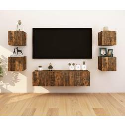 vidaXL Muebles Para Pared 8 Uds Roble Ahumado 30.5x30x30 cm Mueble de TV