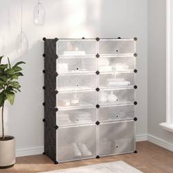 vidaXL Black PP 37 x 14.6 x 49.2 in Shoe Rack
