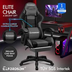 ELFORDSON Elite Executive Leather Gaming Office Chair Grey