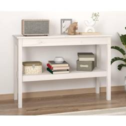 vidaXL Blanc 110x40x75 cm Bois de Pin Solide Table Console