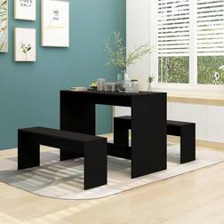 vidaXL 3 pcs Noir Bois d'ingénierie Ensemble de Salle à Manger