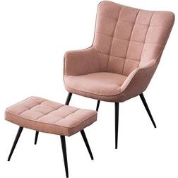 Pink with Footstool, Linen Vera Armchair