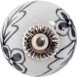 Nicola Spring Door Knob Cabinet Drawer Handle, Floral, Black/White Flower