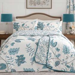 Dreams & Drapes Samira Floral Print Duvet Cover Green, White, Blue, Turquoise