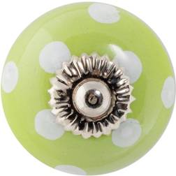 Nicola Spring Round Ceramic Cabinet Knob Green Spot