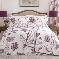 Dreams & Drapes Samira Floral Print Duvet Cover White, Purple