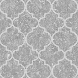 Milan Trellis Grey Silver Wallpaper