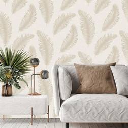 Belgravia Decor Ciara Glitter Feather Cream/Soft Beige Textured Wallpaper