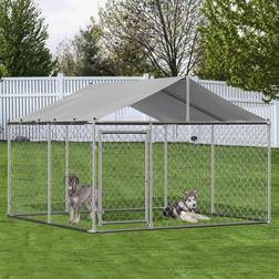 FoxHunter Galvanized Steel Dog Kennel with Roof