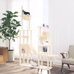 vidaXL Albero Per Gatti Con Tiragraffi In Sisal Crema 279 cm